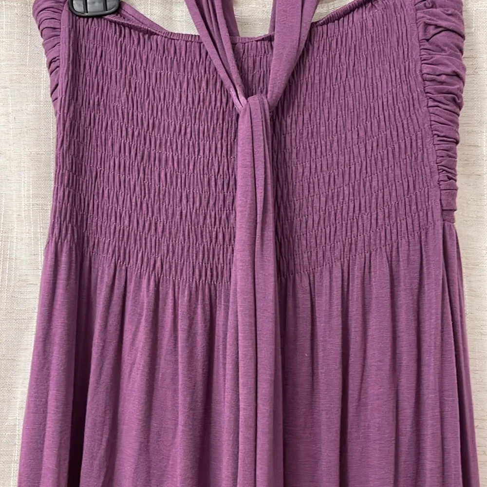 Type Z Strapless Maxi Dress with Tie around Neck Purple Size Large EUC - Picture 5 of 8